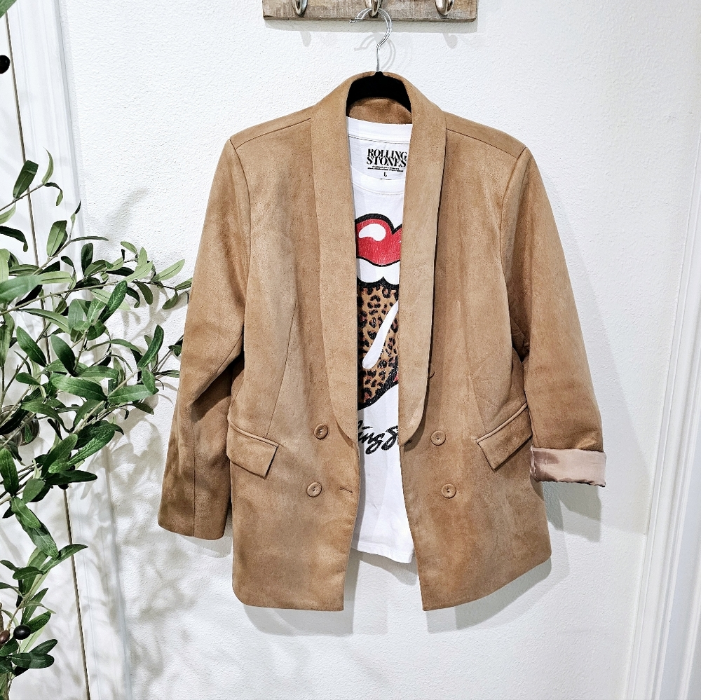 Tan Faux Suede Blazer